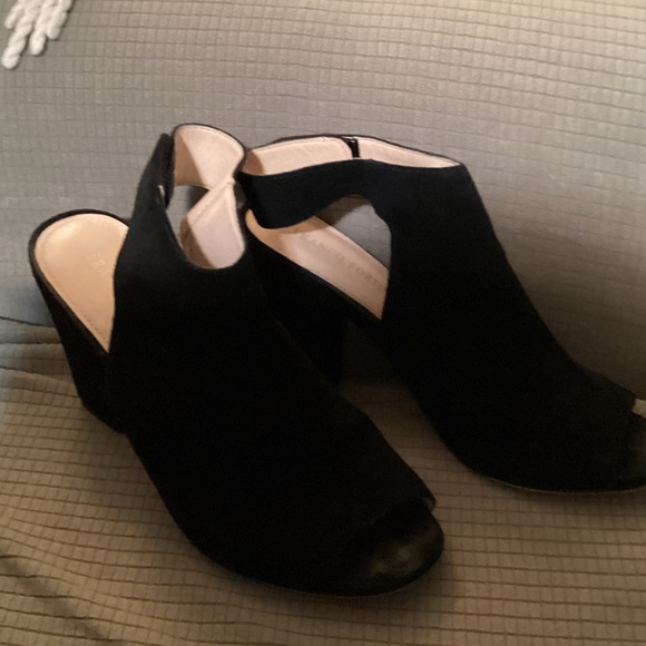 Franco Fortini Black Peep Toe Heeled Boots - Picture 1 of 3